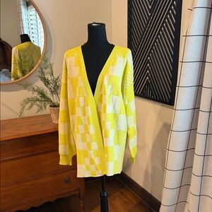 Anniewear bright yellow checkered cardigan medium
